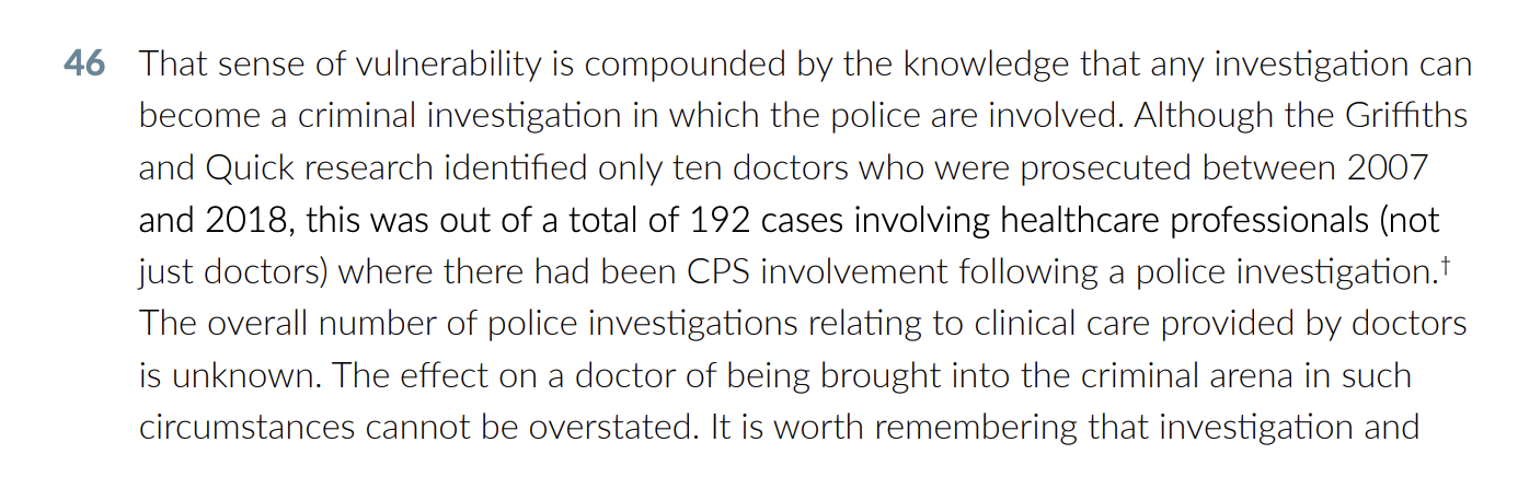 192 cases involving healthcare professionals between 2007 and 2018